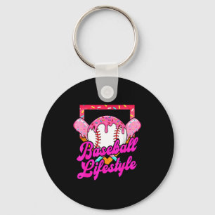 Baseball Life Lifestyle Home Plate Ice Cream Drip  Keychain