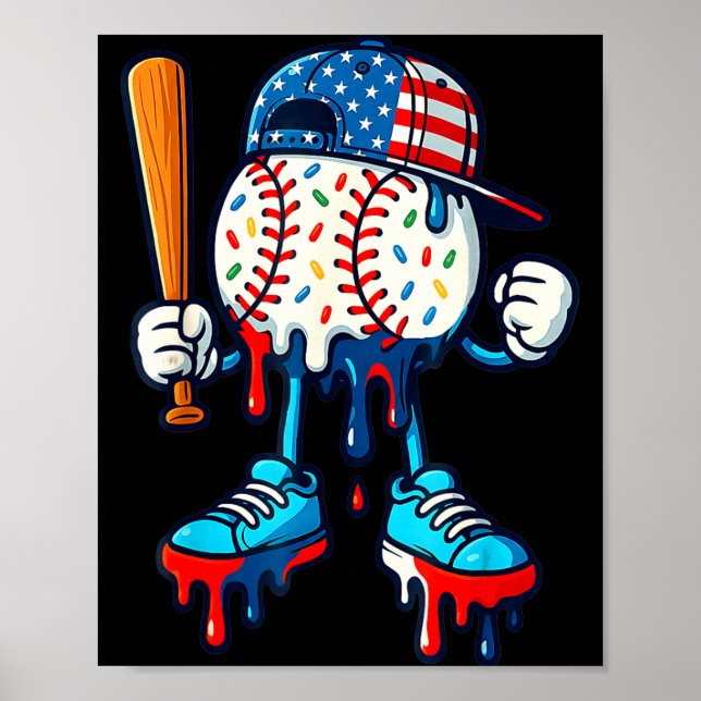 Baseball Life Style 101 Apparel Youth Drip Poster (Front)
