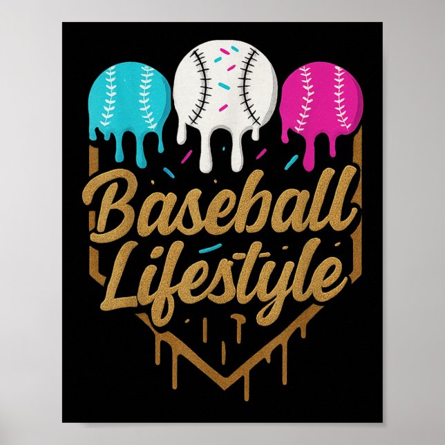 Baseball Lifestyle 101 Apparel Youth Baseball Drip Poster (Front)
