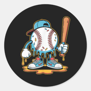 Baseball Lifestyle 101 Tee Youth Baseball Drip Ice Classic Round Sticker