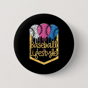 Baseball Lifestyle Ball Sprinkles Drip Boys Kids M Button