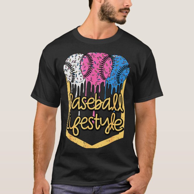 Baseball Lifestyle Ball Sprinkles Drip Boys Kids M T-Shirt (Front)