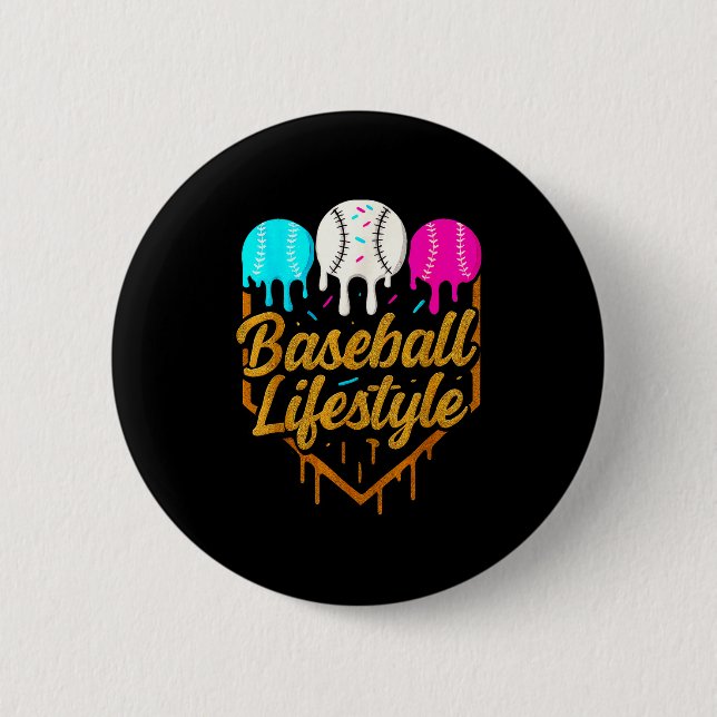 Baseball Lifestyle, Baseball Drip Icecream  Button (Front)