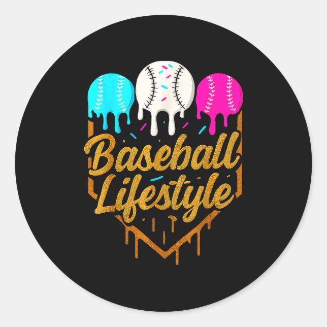 Baseball Lifestyle, Baseball Drip Icecream  Classic Round Sticker (Front)