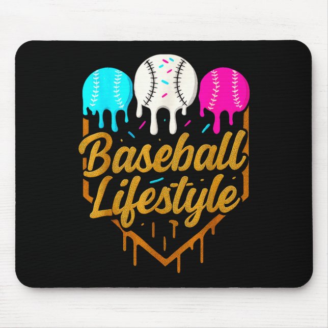 Baseball Lifestyle, Baseball Drip Icecream  Mouse Pad (Front)