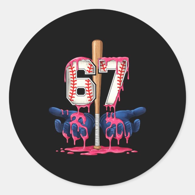Baseball Lifestyle Shirt Youth Baseball Glove Drip Classic Round Sticker (Front)