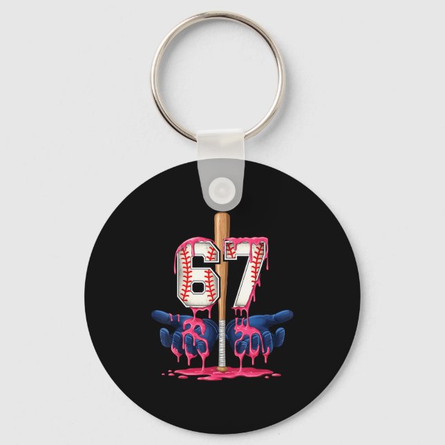 Baseball Lifestyle Shirt Youth Baseball Glove Drip Keychain (Front)