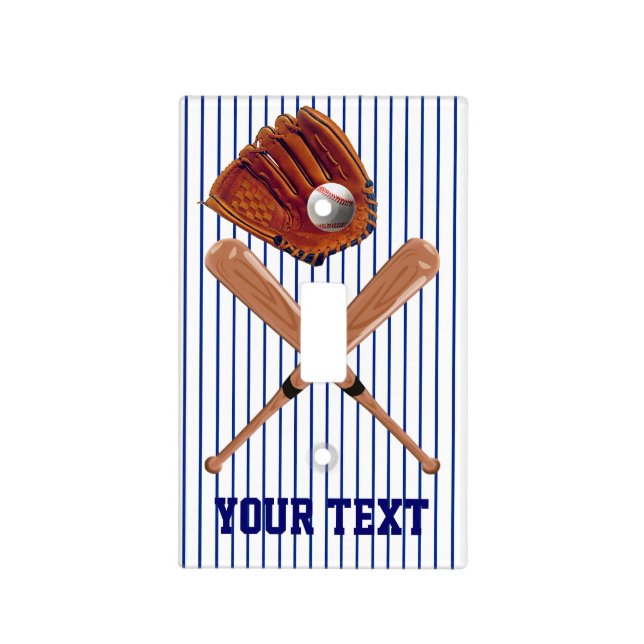 Baseball Light Switch Cover PERSONALIZED (Front)