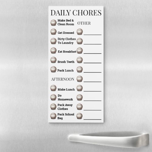 Baseball lined kids chores list  PERSONALIZE Magnetic Notepad