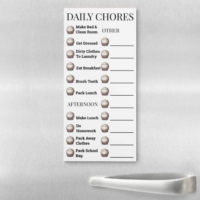 Baseball lined kids chores list | PERSONALIZE Magnetic Notepad (In Situ)