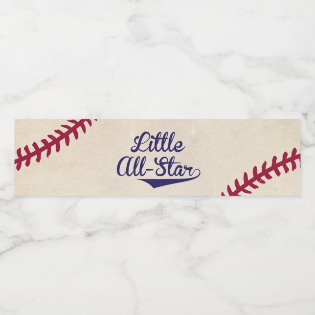 Baseball "Little All-Star" Water Bottle Labels (Single Label)