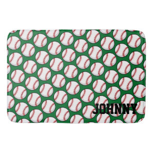 Baseball Little League Kids NAME Sports Decor Bath Mat