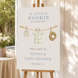 Baseball Little Rookie Baby Shower Welcome Foam Board