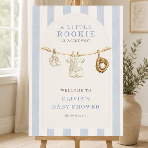 Baseball Little Rookie Baby Shower Welcome Sign