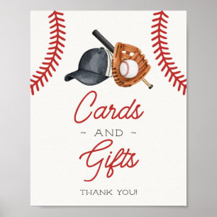 Baseball Little Rookie Cards and Gifts Party Sign