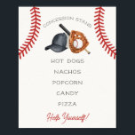 Baseball Little Rookie Concession Stand Poster<br><div class="desc">Step up to the plate and hit a home run with our Classic Baseball theme party decor, perfect for your little rookie's big day! This fun collection captures the timeless charm of America's favorite pastime. Our decor will make your next celebration a grand slam! ★ Let me help you plan...</div>