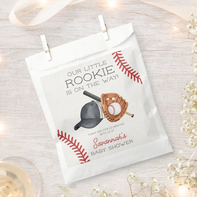 Baseball Little Rookie Home Run Baby Shower Favor Bag (Clipped)