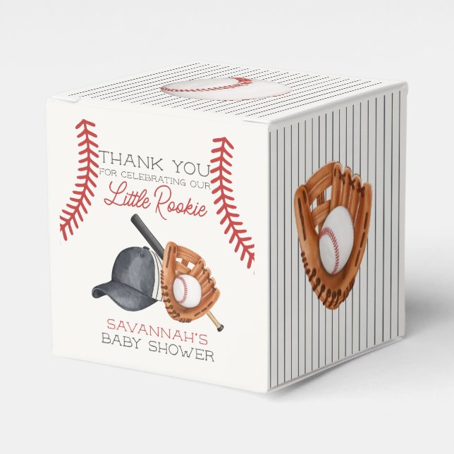Baseball Little Rookie Home Run Baby Shower Favor Boxes (Front Side)