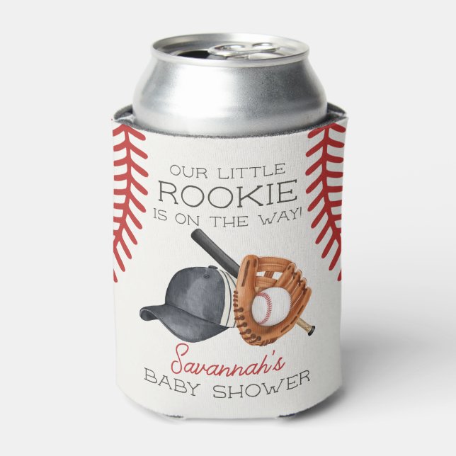 Baseball Little Rookie Home Run Baby Shower Favor Can Cooler (Can Front)