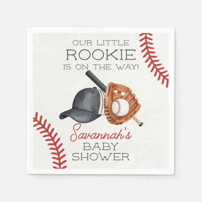 Baseball Little Rookie Home Run Baby Shower Napkins (Front)