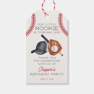 Baseball Little Rookie Home Run Birthday Favor Gift Tags