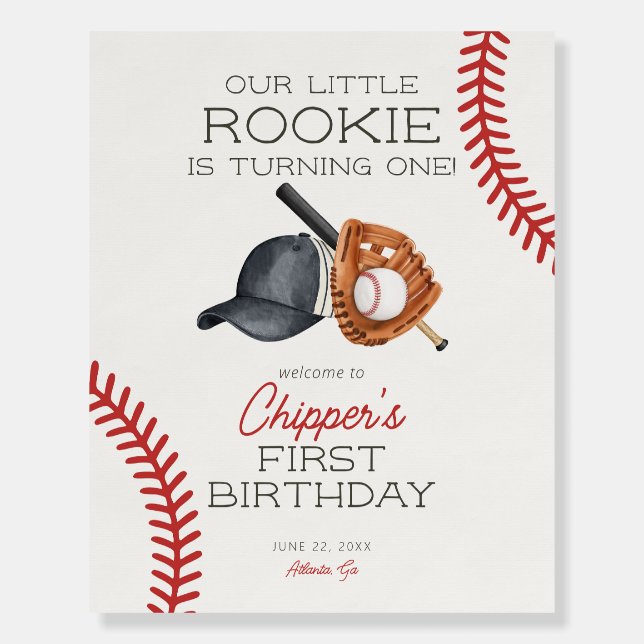 Baseball Little Rookie Home Run Birthday Foam Board (Front)