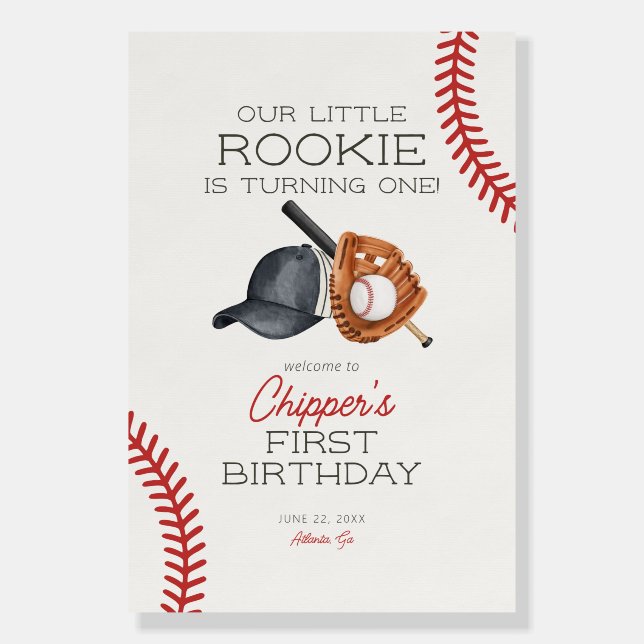 Baseball Little Rookie Home Run Birthday Foam Board (Front)