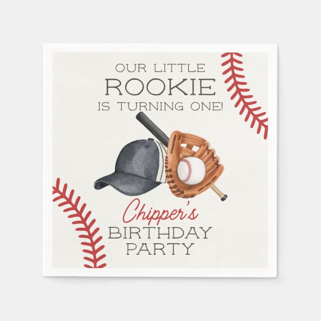 Baseball Little Rookie Home Run Birthday Napkins (Front)