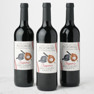 Baseball Little Rookie Home Run Birthday Wine Label
