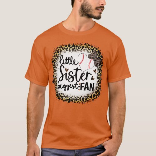 Baseball Little Sister Biggest Fan Leopard Basebal T_Shirt