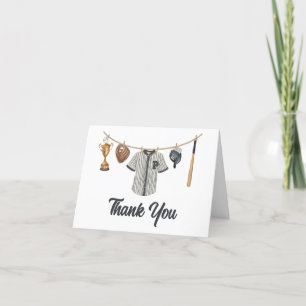 Baseball Little Slugger Baby Shower Letterpress Thank You Card