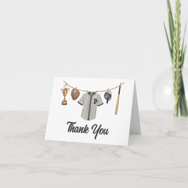 Baseball Little Slugger Baby Shower Thank You Card (Front)