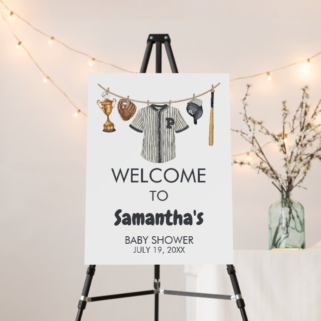 Baseball Little Slugger Baby Shower Welcome Sign (In Situ (Stand))