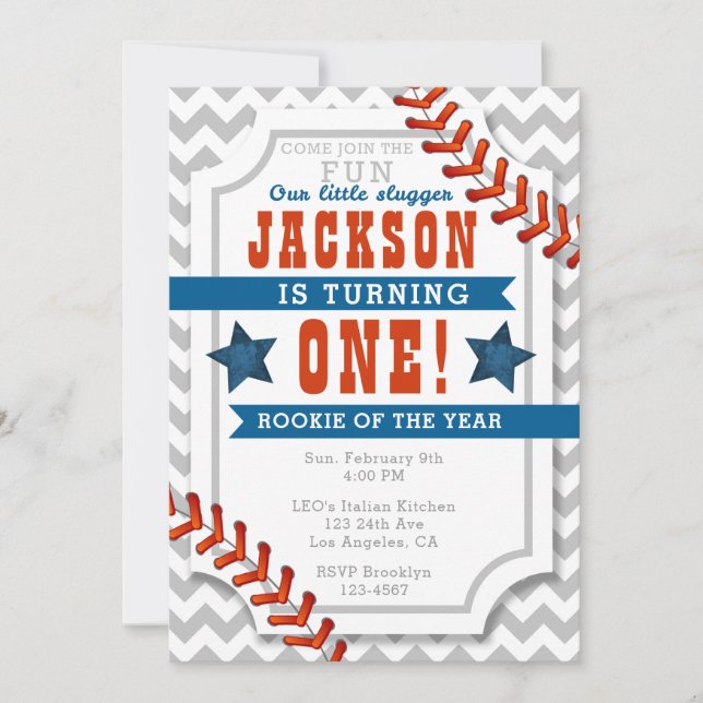 Baseball Little Slugger Boy's Birthday Invitation (Front)