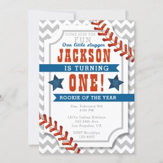 Baseball Little Slugger Boy's Birthday Invitation