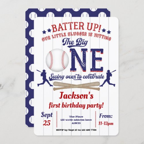 Baseball Little slugger First birthday Invitation