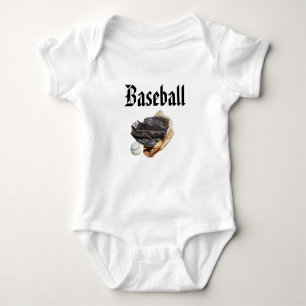 Baseball Logo And Gloves, Baby Bodysuit