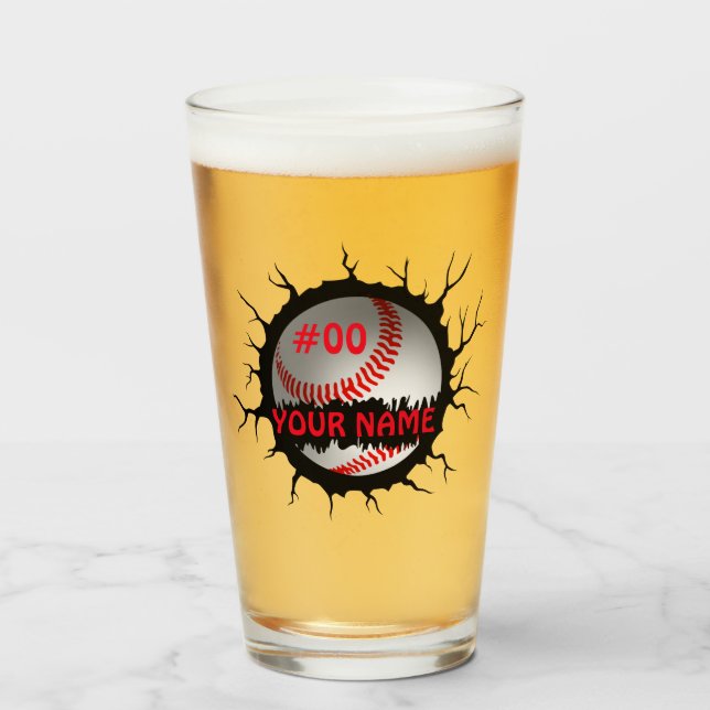 Baseball Logo, Baseball Custom Name, Baseball Gift Glass (Front Filled)