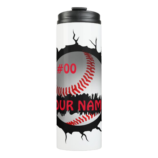 Baseball Logo, Baseball Custom Name, Baseball Gift Thermal Tumbler (Front)