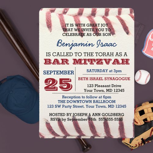 Baseball Look Bar Mitzvah Invitation