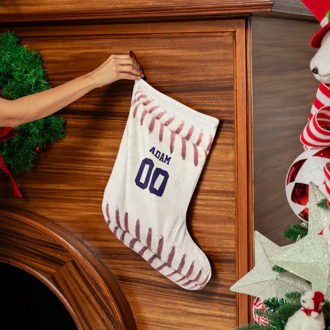 Baseball Look Personalized Stocking | Zazzle