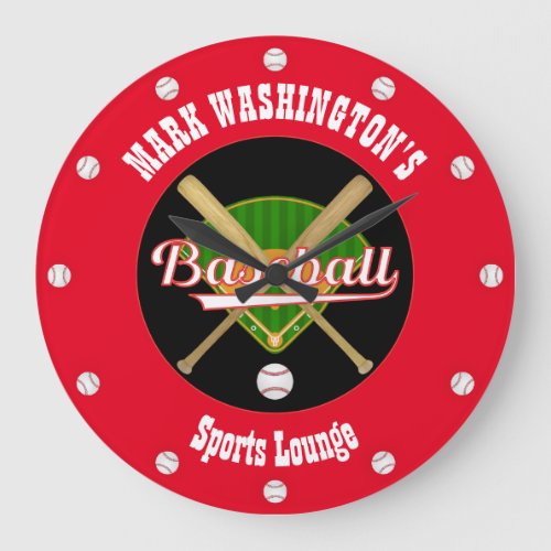 Baseball Lounge Wall Clock 
