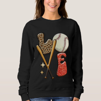 Baseball LOVE Baller Mom Leopard Print Softball Ga Sweatshirt