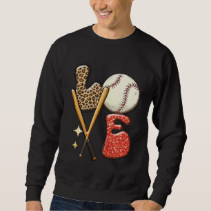 Baseball LOVE Baller Mom Leopard Print Softball Ga Sweatshirt