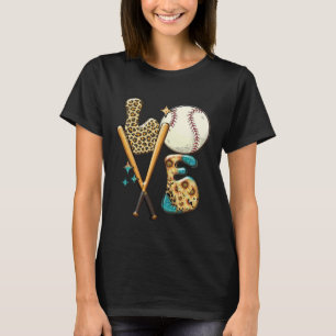 Baseball LOVE Baller Mom Leopard Print Softball Ga T-Shirt