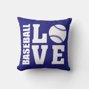 Baseball Love Blue Throw Pillow