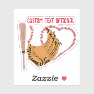 Baseball Love, Glove and Bats Sticker