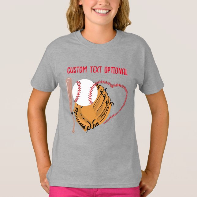 Baseball Love, Glove and Bats T-Shirt (Front)