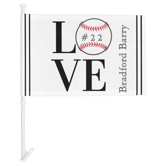 Baseball LOVE: Personalized add name, and number C Car Flag (Front)