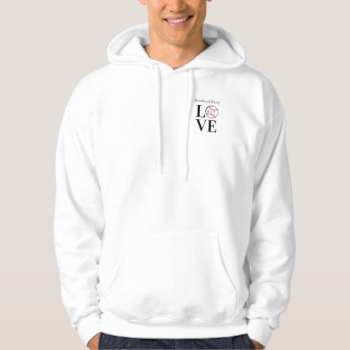 Baseball LOVE Personalized add name and number T Hoodie